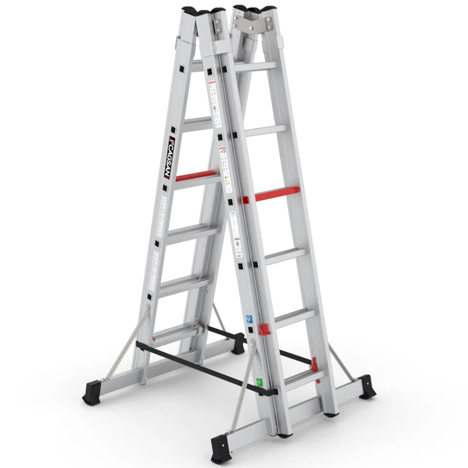 SerStep SP6 — A Tipi Çift Taraflı Sürgülü Merdiven - Alüminyum ve Fiberglas Merdivenler (SP6-002)